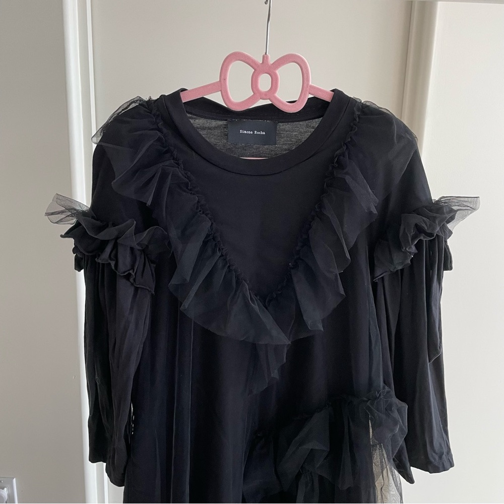 Simone Rocha Black Tulle T-Shirt Dress - Picture 3 of 5